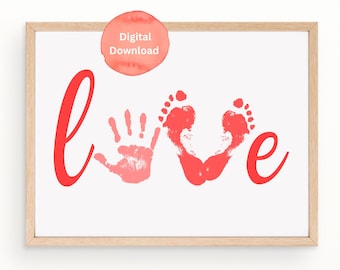 Valentine Handprint Footprint Art: Kids Preschool Craft (Digital Download)