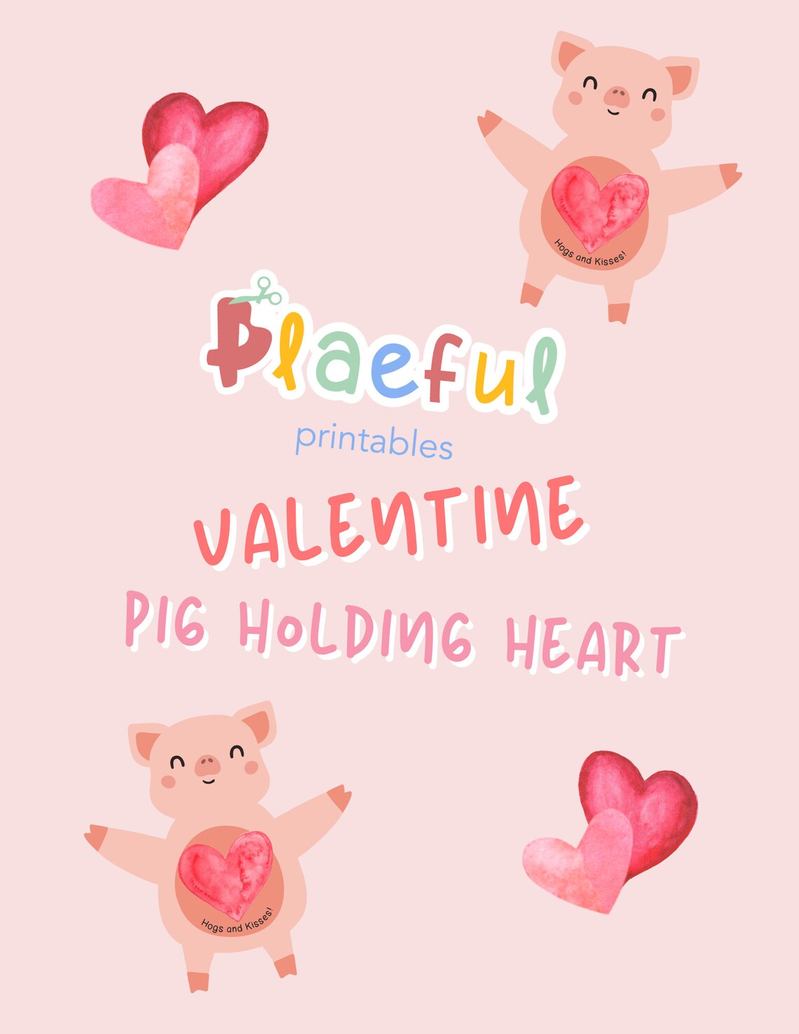 Pig Valentine Card Printable: Hogs and Kisses Favor (digital Download ...