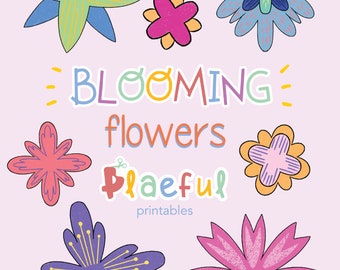 Artesanía de flores florecientes, Imprimible de flores, Imprimible de aprendizaje para niños, Aprendizaje de flores, Imprimibles preescolares, Actividad floral