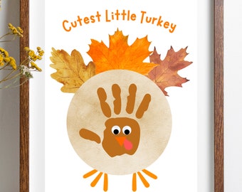 Turkey Handprint Art Printable: Thanksgiving Craft (Digital Download)