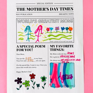 Mother's Day Newspaper, Mother's Day Gift, Mother's Day Printable ...