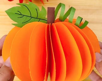 3D Paper Pumpkin Printable: DIY Fall Decor Craft (Digital Download)