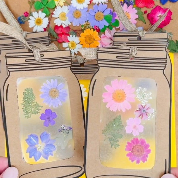 Pressed Flower Jars, Bookmarks, Pressed Flower Craft, Kids Printable, Kids Craft, Kids Art