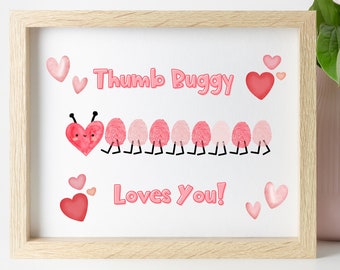 Valentine Thumbprint Caterpillar Art: Kids Valentine Craft (Digital Download) Valentine Handprint