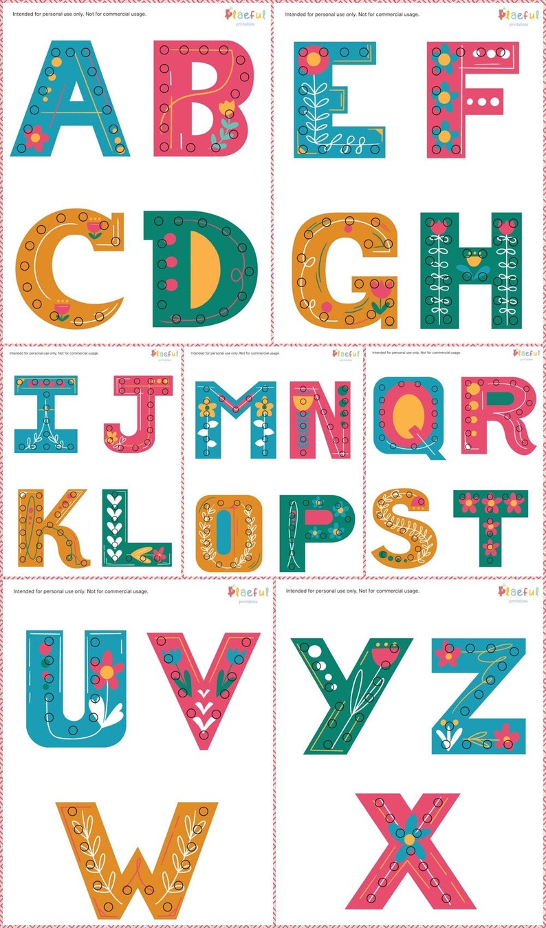 Alphabet Printable Worksheet Alphabet Printable Etsy