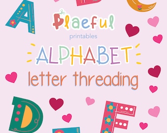 Alphabet Printable Worksheet, Alphabet Printable, Children's Learning Printable, Alphabet Learning, Preschool Printables, Threading Activity