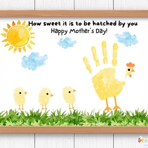 Impronte artistiche di pulcini per la festa della mamma, regalo per la festa della mamma, stampabile per la festa della mamma, lavoretto per la festa della mamma, biglietto per la festa della mamma, impronte artistiche