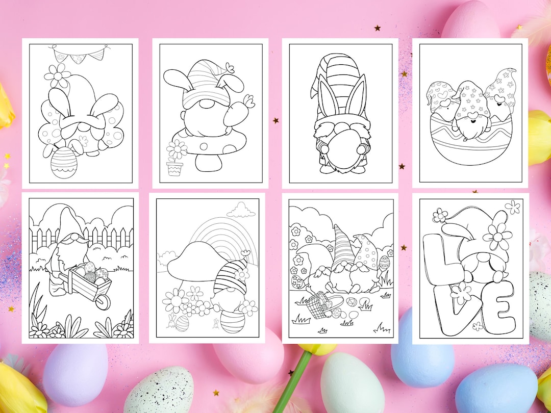 Gnome Easter Coloring Pages: Printable Easter Activity (digital ...