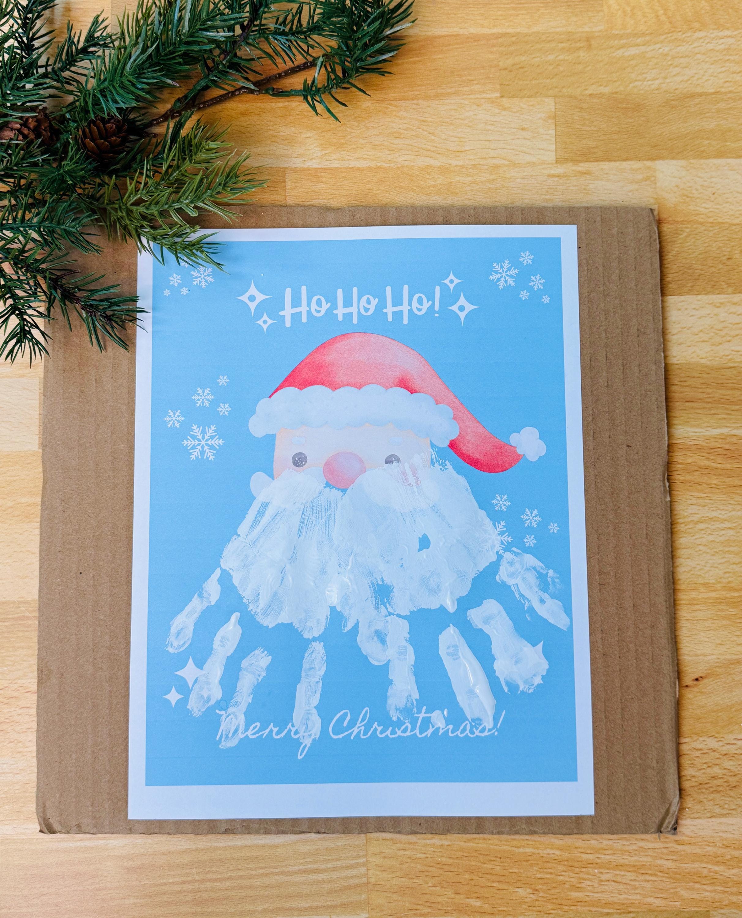 サンタの手形アート：クリスマスクラフト印刷可能（デジタル