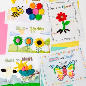 Spring Playdough Mats, Play Doh Cards, Toddler Activity, Preschool,Kindergarten, Fine Motor Skills, Kids Printable, Kids Learning Printables image 1