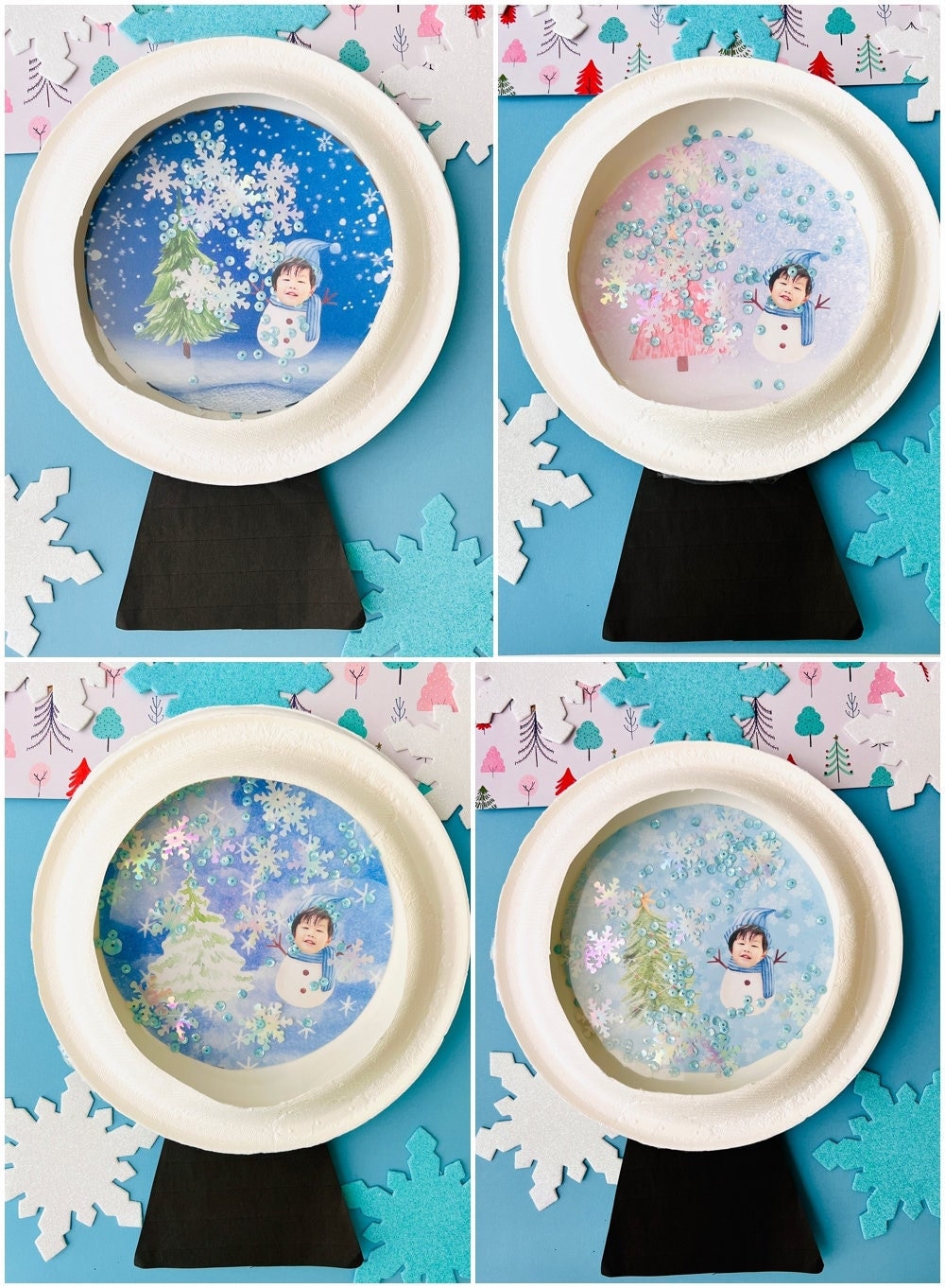 Snowglobe Paper Plate Craft Printable: Christmas Winter Activity…