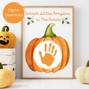 Pumpkin Handprint Art Printable: Fall Decor (Digital Download)