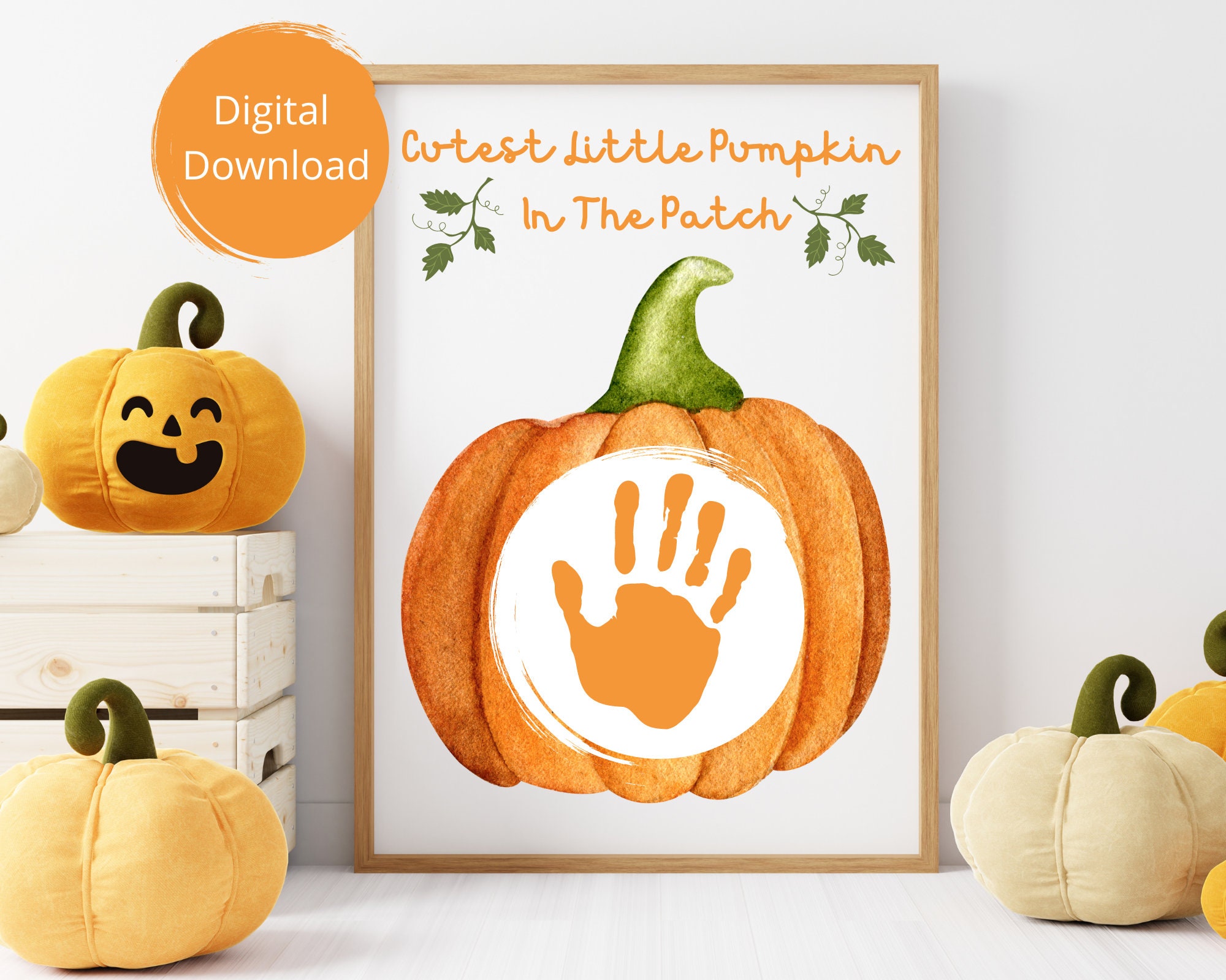 Pumpkin Handprint Art Printable: Fall Preschool Craft (digital Download ...