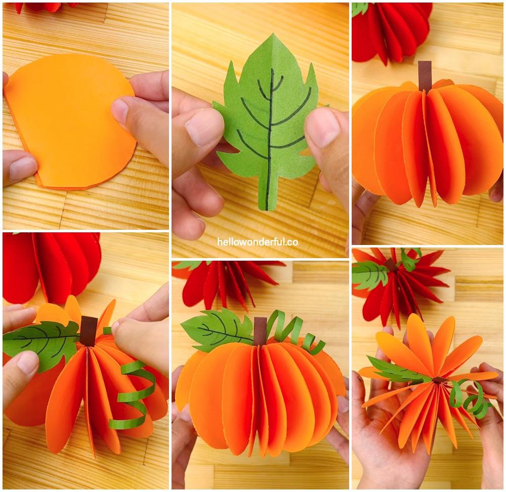 3D Paper Pumpkin Craft: Fall Decor Printable (Digital Download)