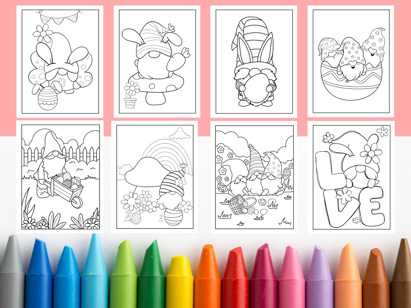 Gnome Easter Coloring Easter Coloring Printable Easter - Etsy