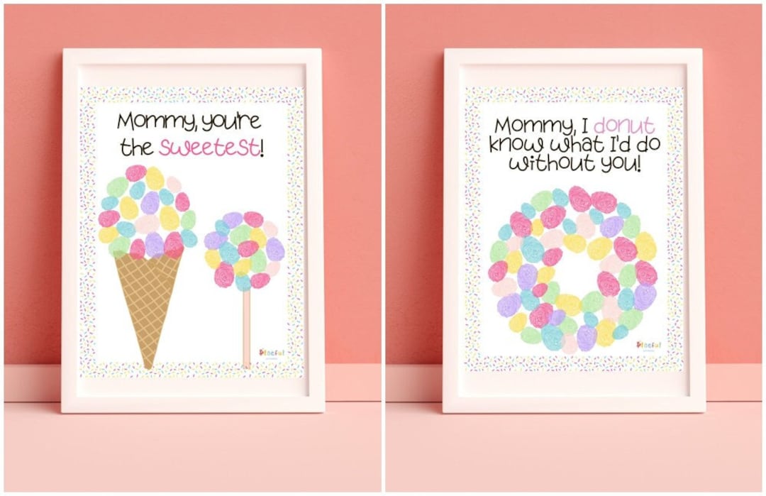 Mother's Day Fingerprint Art, Mother's Day Printable, Preschool Printables, Mother's Day ...