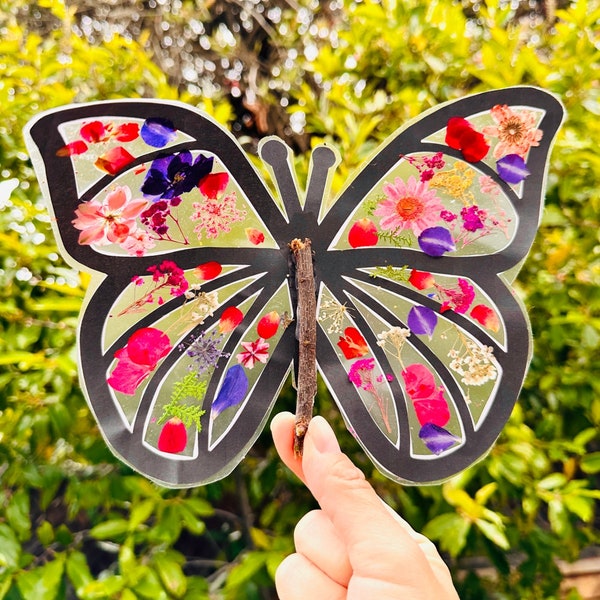 Pressed Flower Butterfly Craft, Butterfly Printable, Butterfly Art, Flower Butterfly, Kids Printable, Kids Craft, Kids Art