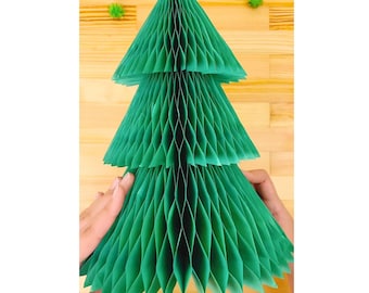 Plantilla de árbol de papel con forma de panal, manualidad navideña, plantilla descargable