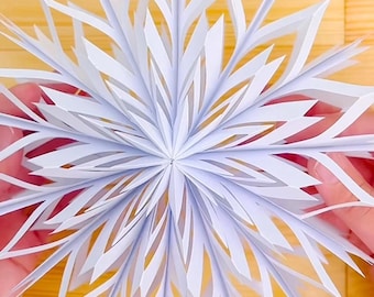 3D Paper Snowflake Template, Christmas Craft, Downloadable Template