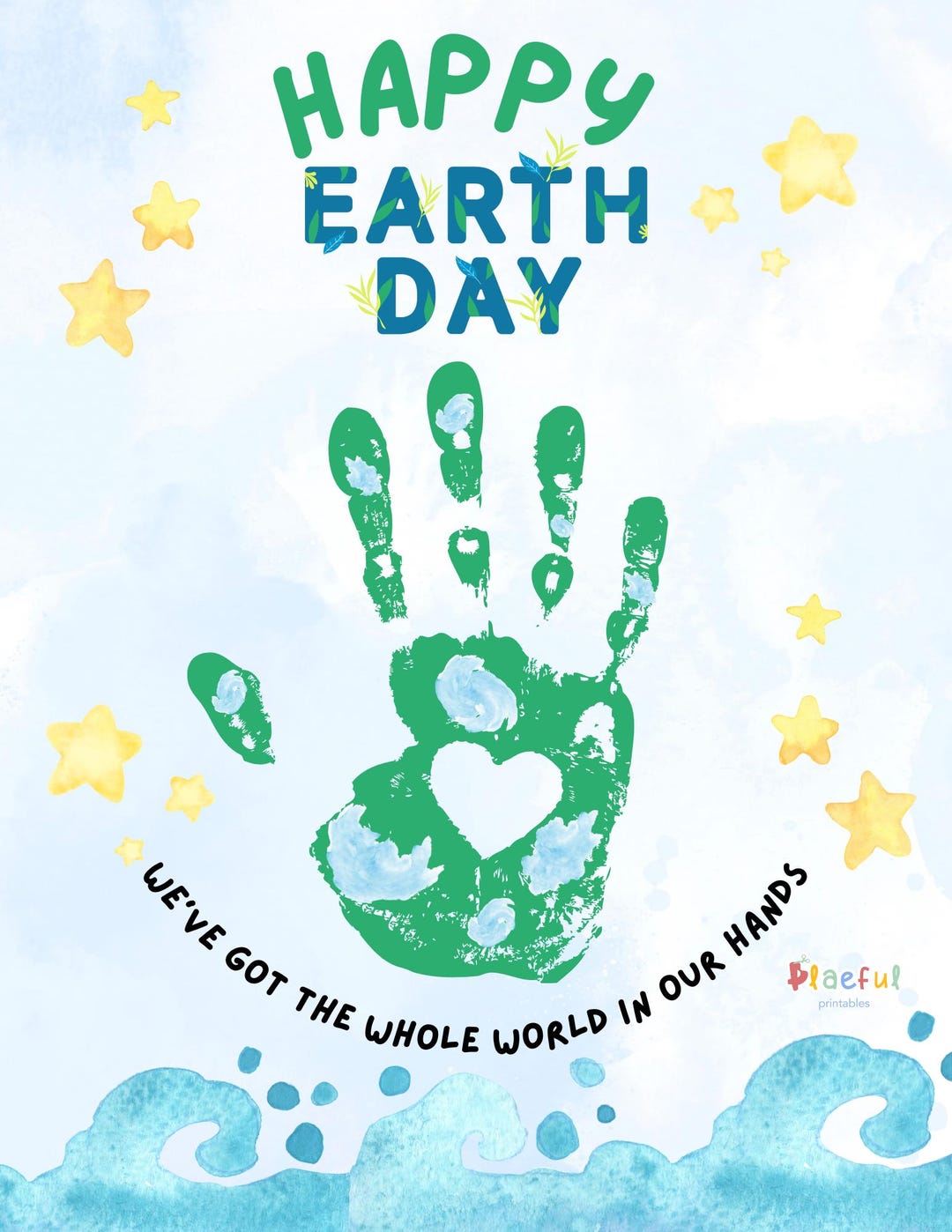 Earth Day Handprint Art: Kids Craft Printable (digital Download) - Etsy