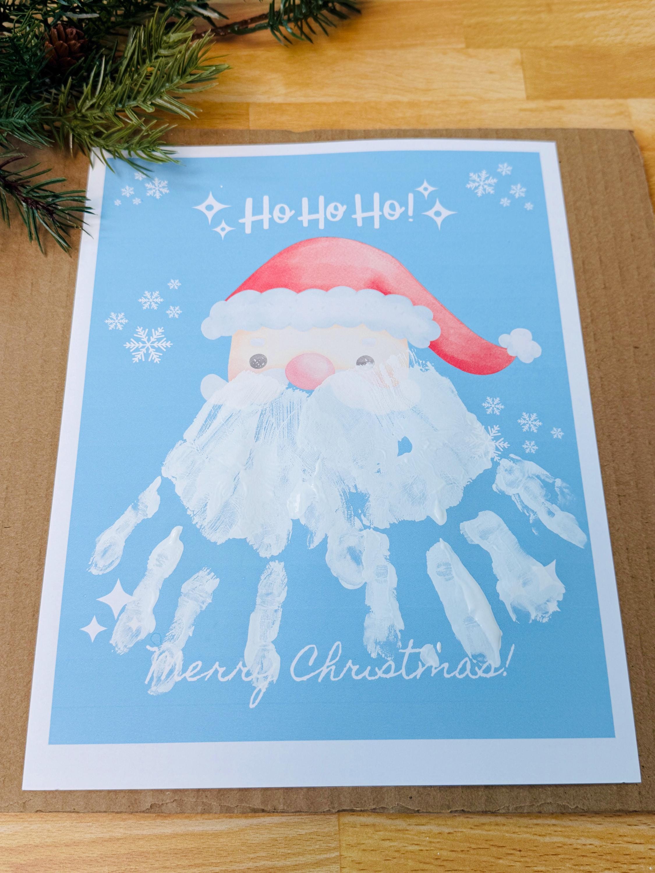 サンタの手形アート：クリスマスクラフト印刷可能（デジタル