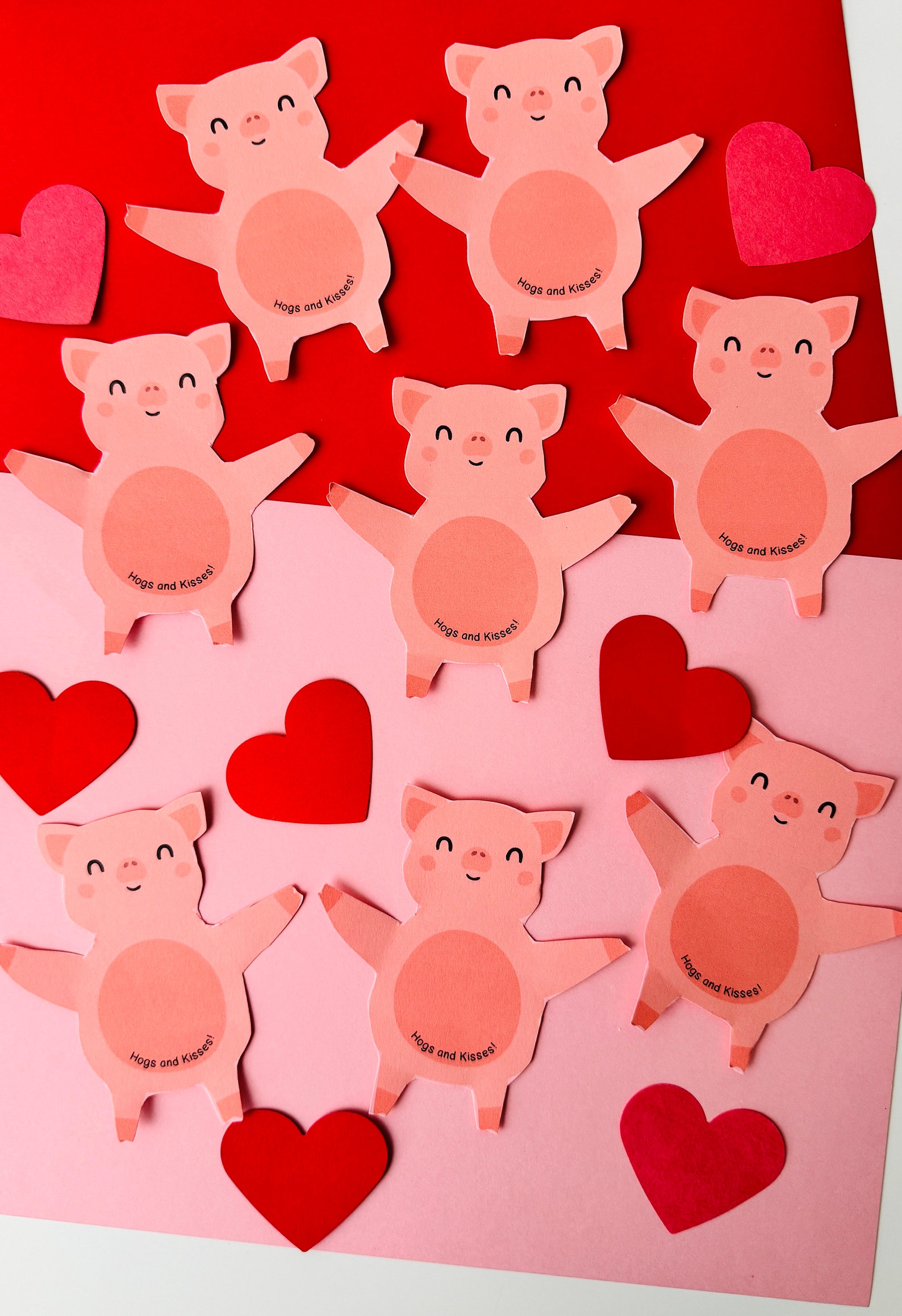 Pig Valentine Card Printable: Hogs and Kisses Favor (digital Download ...