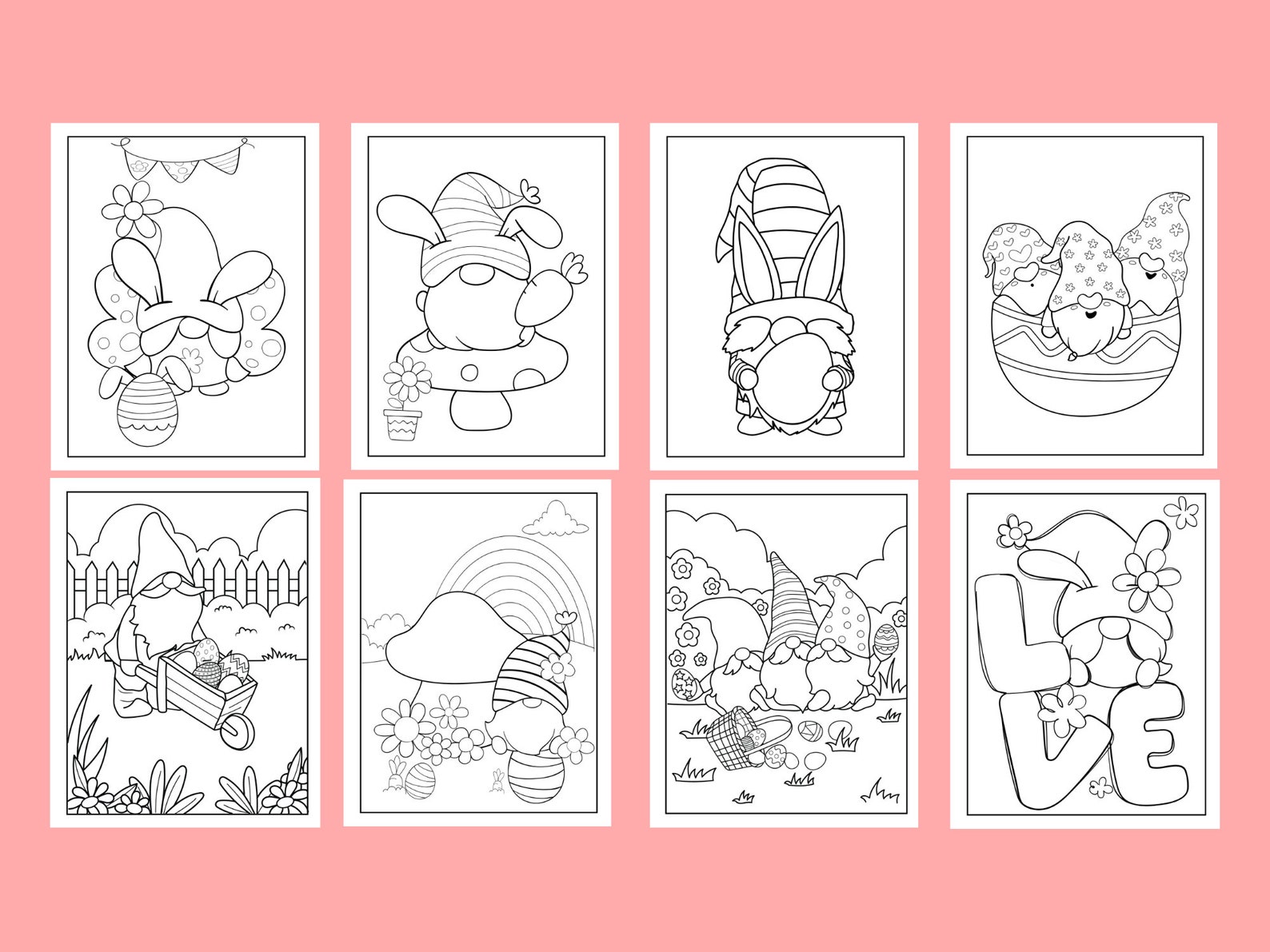 Gnome Easter Coloring Easter Coloring Printable Easter - Etsy