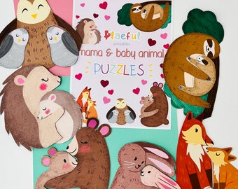 Baby Tier Puzzle zum Ausdrucken: Feinmotorik Kids Craft (Digitaler Download)
