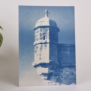 Cyanotypie-Plakat „Turm der Zitadelle“ – Einzigartiger, limitierter und nummerierter Kunstdruck – A5-Format