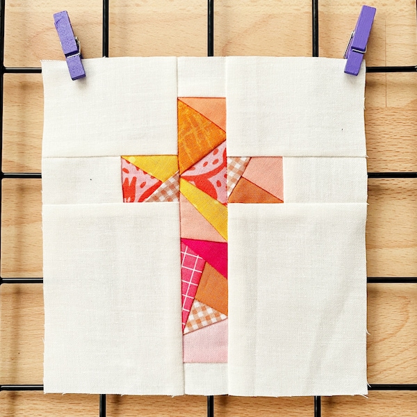 Stained Glass Cross Foundation Paper Piecing Patterns FPP PDF Instant Download Sewing Pattern Modern Quilting Block