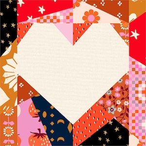Scrappy Heart Paper Piecing Pattern, Multi Sizes, PDF, Valentines Quilt Pattern, FPP