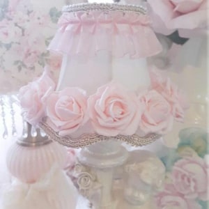 Pink Rose Candle shade Lampshade Cottage Decor Shabby