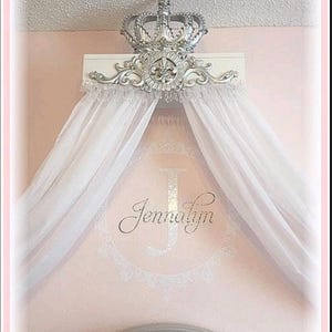 Silver and White Bed Crown Canopy Teester, Color Options,French Style, Crib Twin Full Queen King Size Bed/ Free Sheers/Party Table Decor