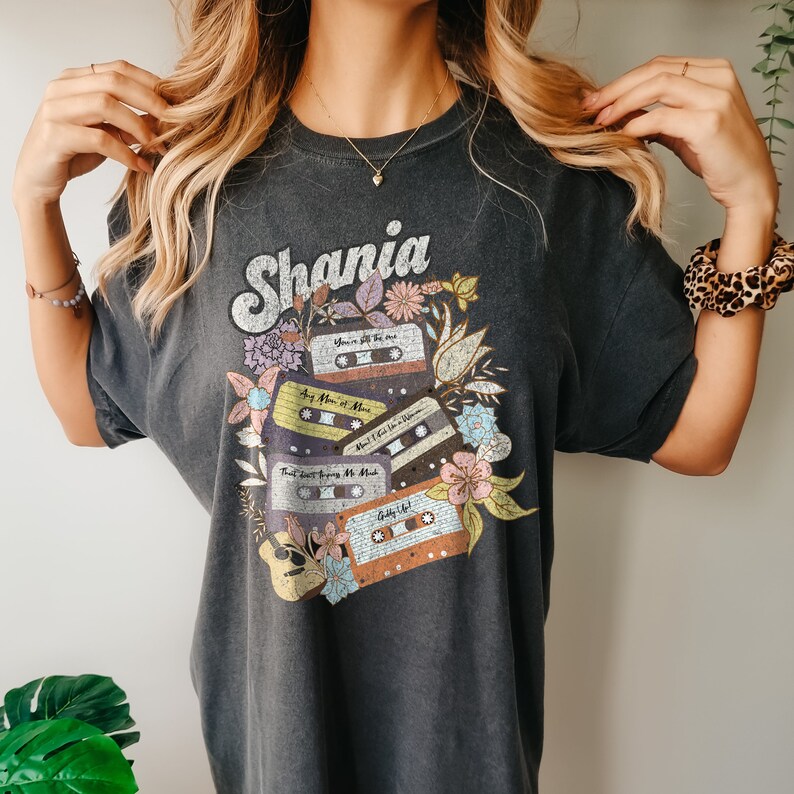Shania Twain Flower Shirt Retro Comfort Colors® Oversized Etsy