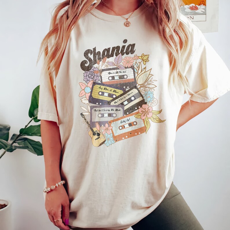 Shania Twain Flower Shirt Retro Comfort Colors® Oversized Etsy