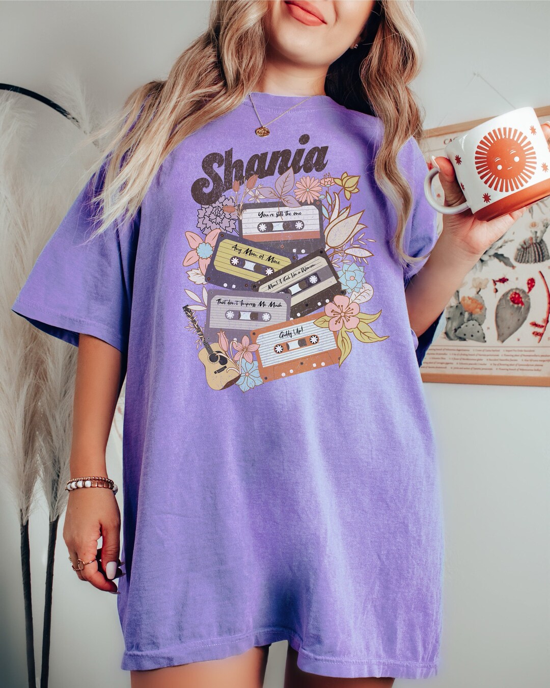 Shania Twain Flower Shirt Retro Comfort Colors® Oversized Etsy