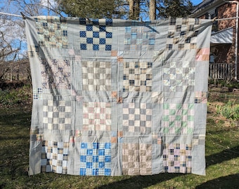 Antique 16-patch unfinished quilt top