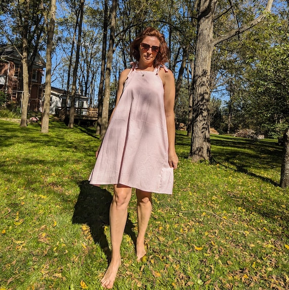 Pink seersucker Barbiecore swing dress Pink seersucker Barbiecore swing dress