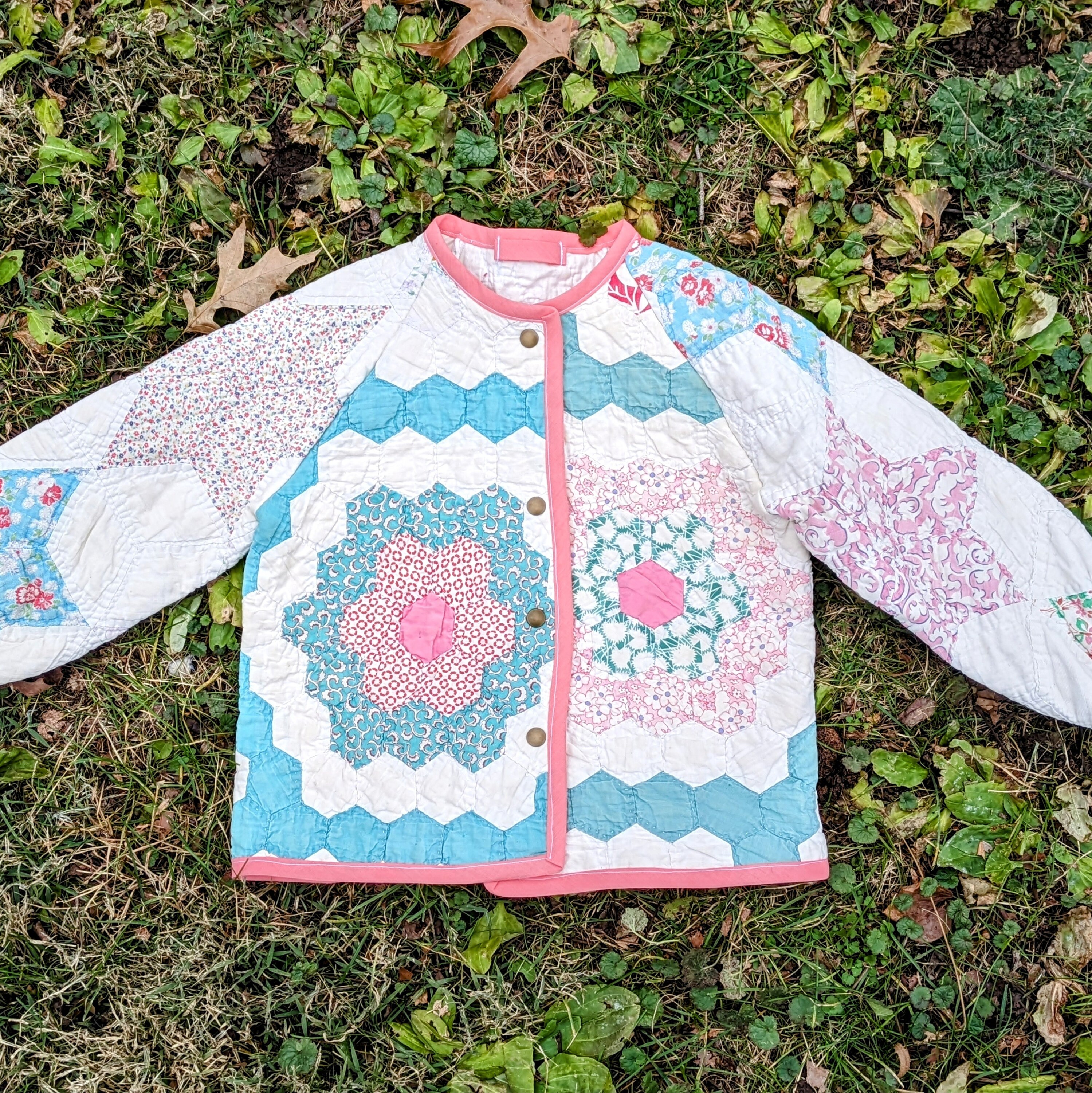Children's 4T quilt coat Grandmother's Flower Garden
