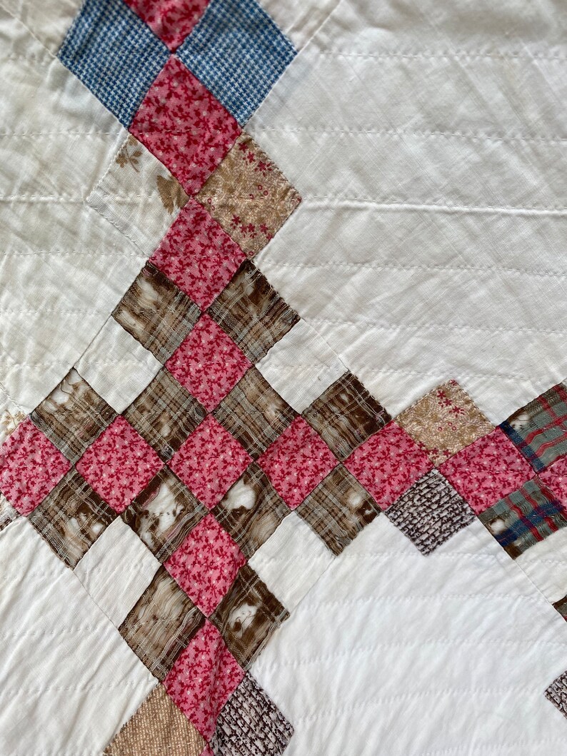 Antique 1800s Postage Stamp Irish Chain Quilt Lightweight Etsy