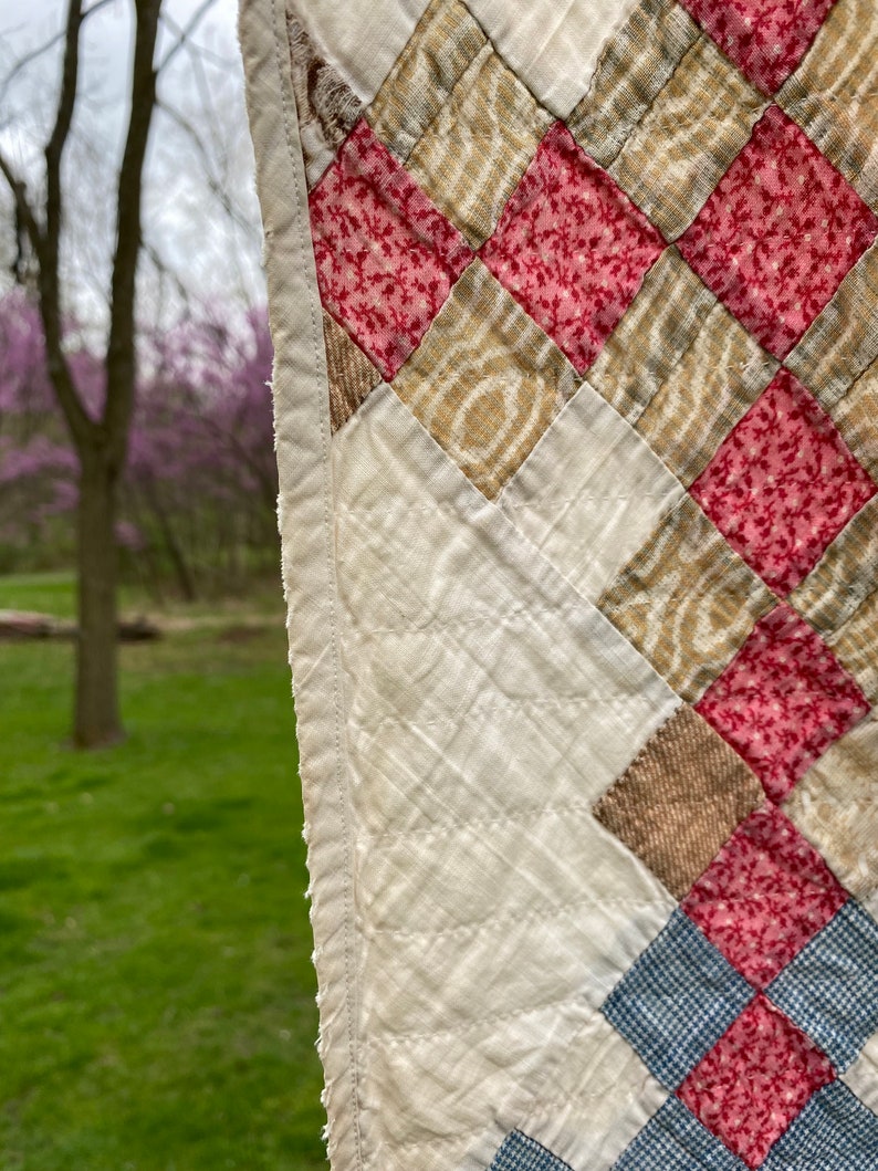 Antique 1800s Postage Stamp Irish Chain Quilt Lightweight Etsy