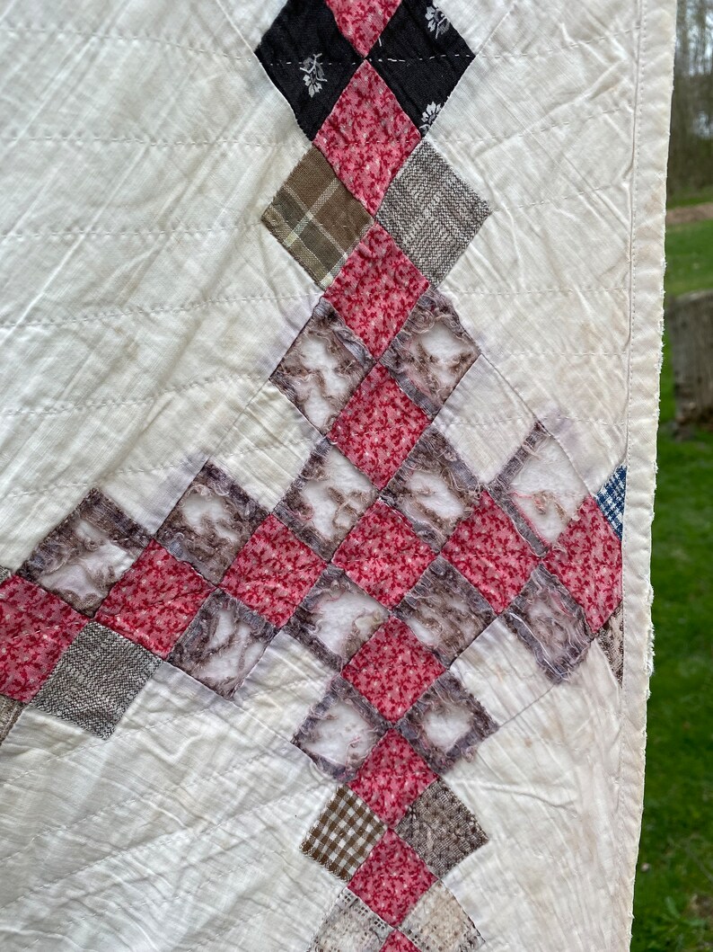 Antique 1800s Postage Stamp Irish Chain Quilt Lightweight Etsy