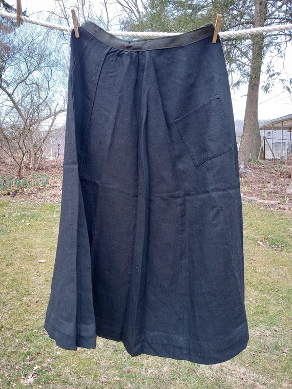 Antique 1800s black wool petticoat skirt pocket Penns… - Gem