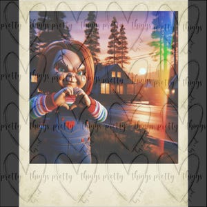 Chucky Polaroid PNG: 90s Halloween Heart Hands vintage (Digital Download)
