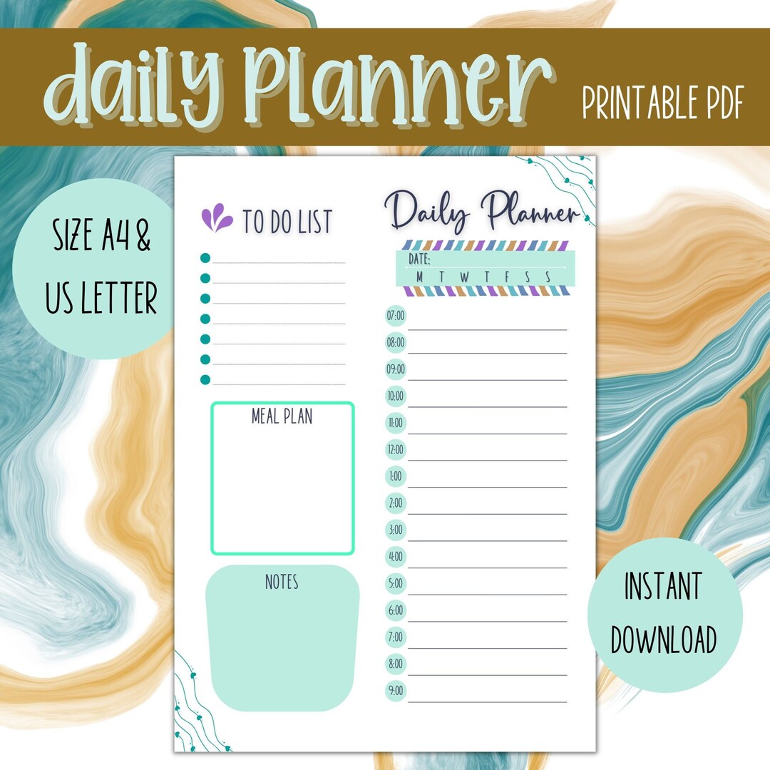 Daily Planner Printable, PDF Instant Download - Etsy
