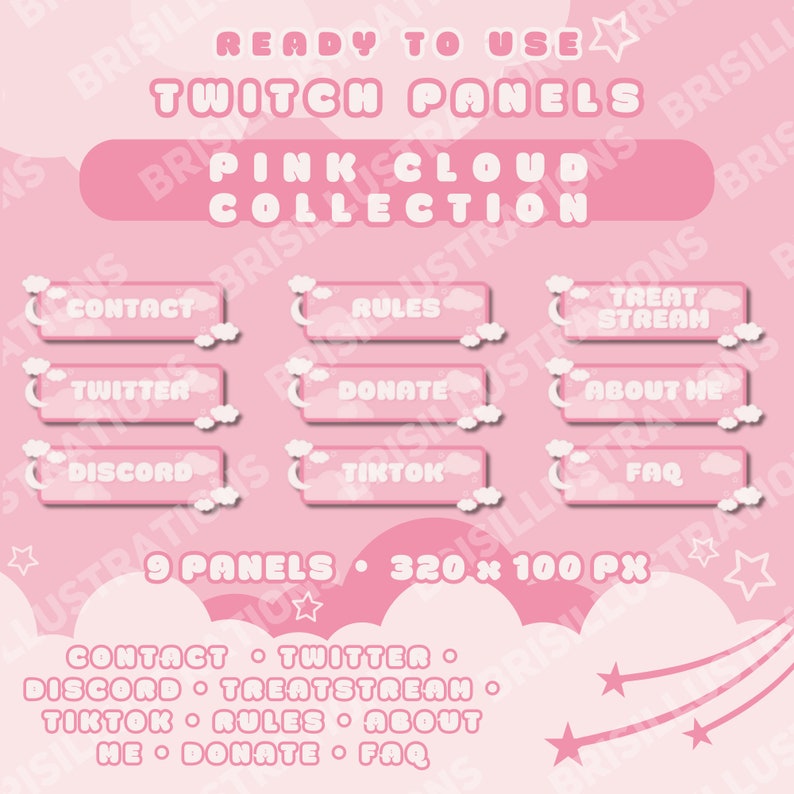 Pastel Pink Cloud Panels for Twitch | High Quality & Aesthetic ...