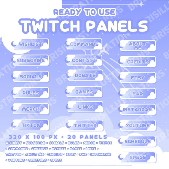 Twitch Panels Bratz High Quality Blue Night Cloud Panels for Twitch Pastel Blue Aesthetic  Clouds Bubble Font Customizable Twitch Panels