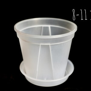 3Pcs 8&quot;- 11&quot; Clear/Translucent ~ Slit Pots / Plastic Planters - Excellent for All Plants, Multiple Drainage Holes, Gutters on The Side