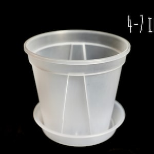 5Pcs 4&quot;- 7&quot; Clear/Translucent ~ Slit Pots / Plastic Planters - Excellent for All Plants, Multiple Drainage Holes, Gutters on The Side