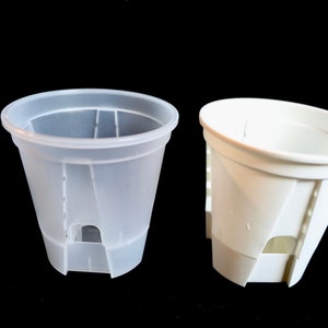 5Pcs 5-7” Clear/White Self Watering Slit Pots/Great Airflow/Plastic Planters/Nursery Pot - Excellent for All Plants, Multiple Drainage Holes